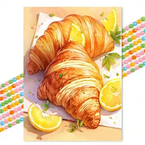 Dessert Pattern Diamond Art Colorful Painting Kit without Frame, 1 Set DIY Decorative Art Picture for Beginner, Creative Diamond Art Crafts