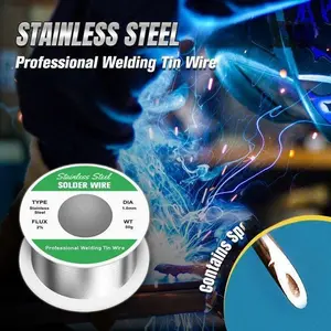 Stainless Steel Solder Wire 1.0mm Dia 50g Flux 2% for Stainless Steel Nickel Copper Iron Plating Chrome Plating Calvanized Metal Surfaces