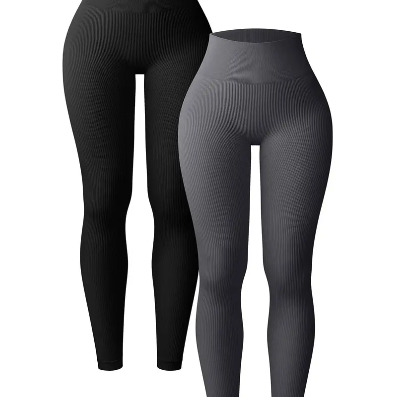 Women's High-Waisted Seamless Yoga Pants, Stretchy Casual Sportswear, Tight-Fit Plain Design, All-Season Fitness Running Bottoms, Seamless Workout Pants