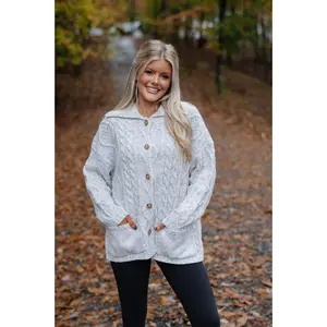 Rachel Chunky Cardigan-Heather Grey