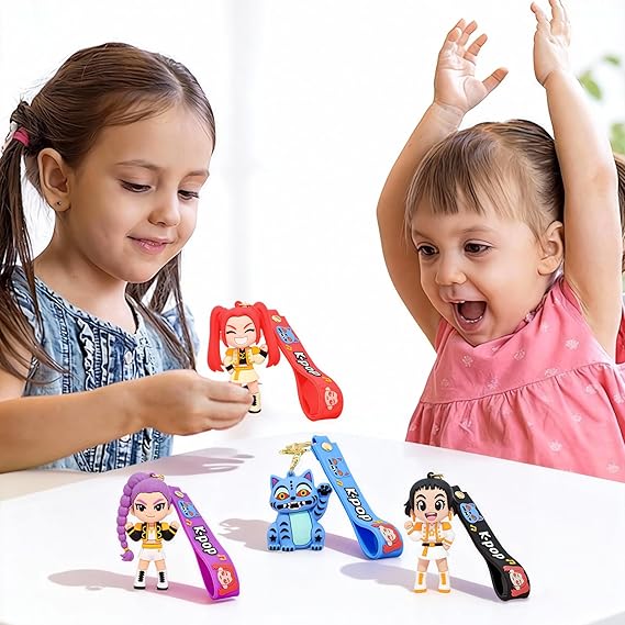 Demon Hunters Keychain Set – Cute Doll Figurine Collectible, Merch for Fans, Bag Charm, Toy & Gift for Anime and K-Pop Demon Hunters Enthusiasts