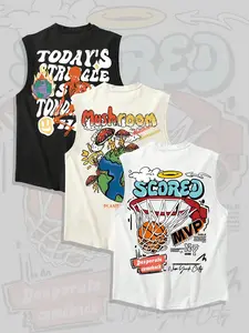 3 Pack Graffiti Graphic Tank Tops - Multi Color Casual Sleeveless Outfit for Streetwear Fans