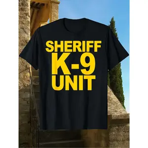 Men's law enforcement, specifically Sheriff K-9 Unit apparel for officers and deputies Graphic T-Shirt  Black Short Sleeve Crew Neck Regular Fit Casual Wear | Soft & Breathable Fabric, Durable Print, Everyday Comfort, Machine Washable, casual