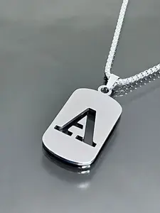 26-Letter English Alphabet Initial Pendant Necklace | Titanium Steel Necklace | Unisex Couple's Accessory