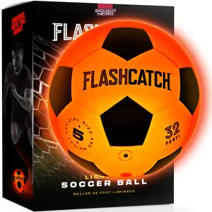 Squad Hero FLASHCATCH Light-Up Glow Soccer Ball Official Size 5 LED Lights for Night Play & Outdoor Fun Football Accessories