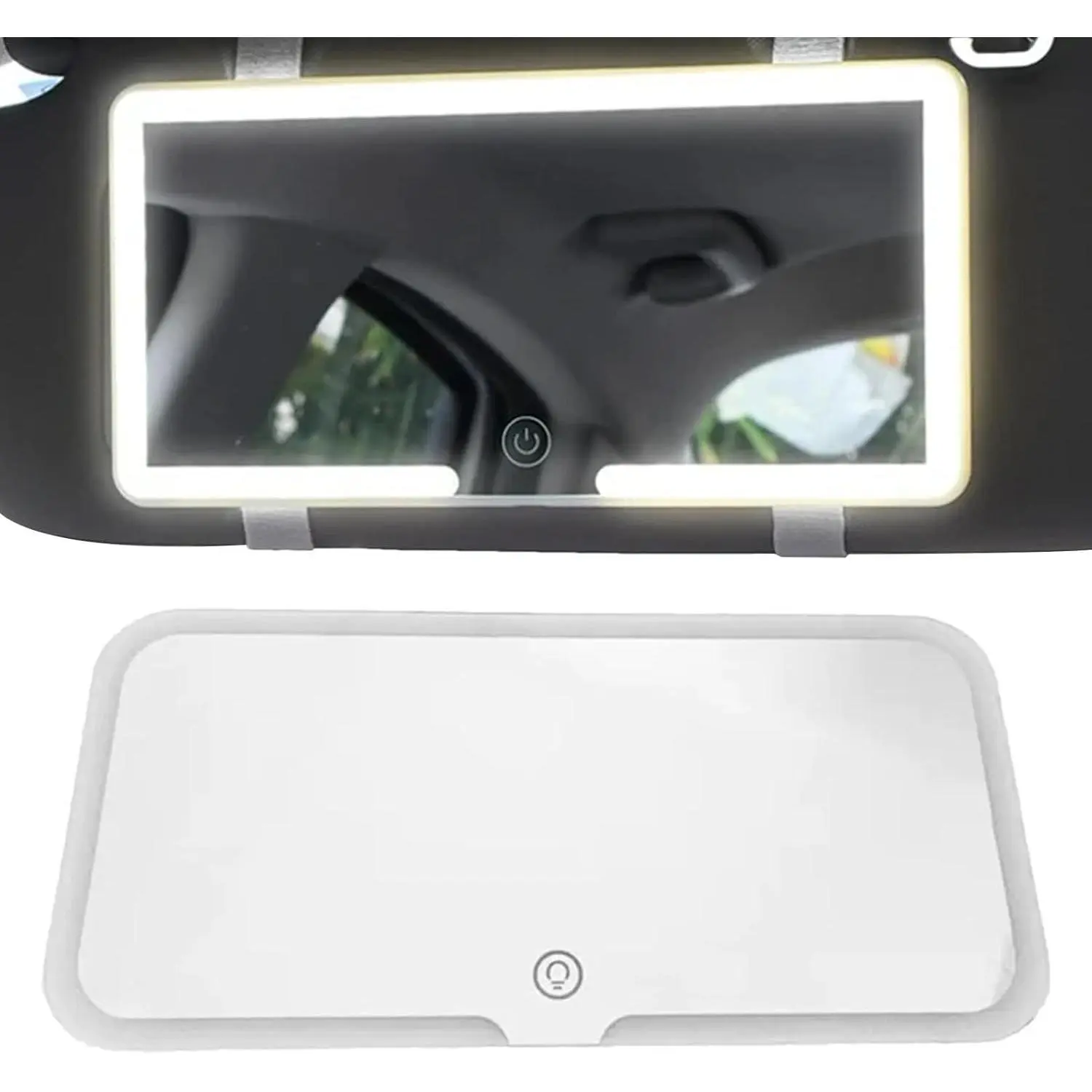 Rechargeable LED Car Sun Visor Vanity Mirror - 3 Light Tones, 60 LEDs, Touch Control, 600mAh Batteries, USB Port, Car Accessory for SUV, Truck, Women