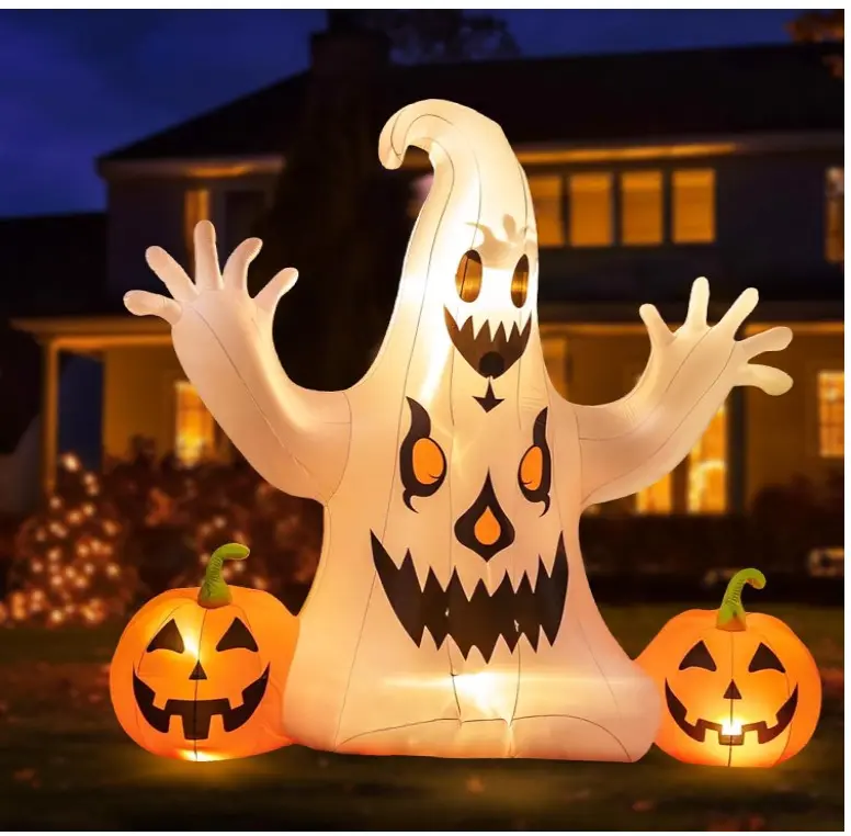 7.2FT Halloween Inflatables Decorations Outdoor Ghost Pumpkin: Scary Giant Blow Up Yard Decoration with LED Lights - Large Inflatable Halloween Decorations Outside for Garden Yard Lawn Party Decor
