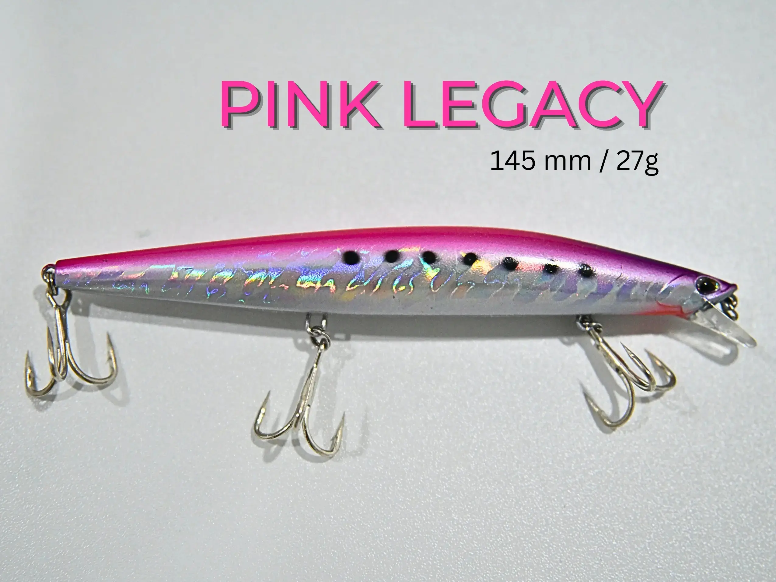 Pink Heritage Ideal bait for fishing barracuda and jackfish, 145mm, 27g, with an internal piston system