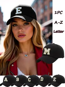 1 PC Unisex Adjustable Letter Baseball Cap, Breathable Sun Protection Hat, Casual Outdoor Daily Wear, All Seasons Fitted Style
