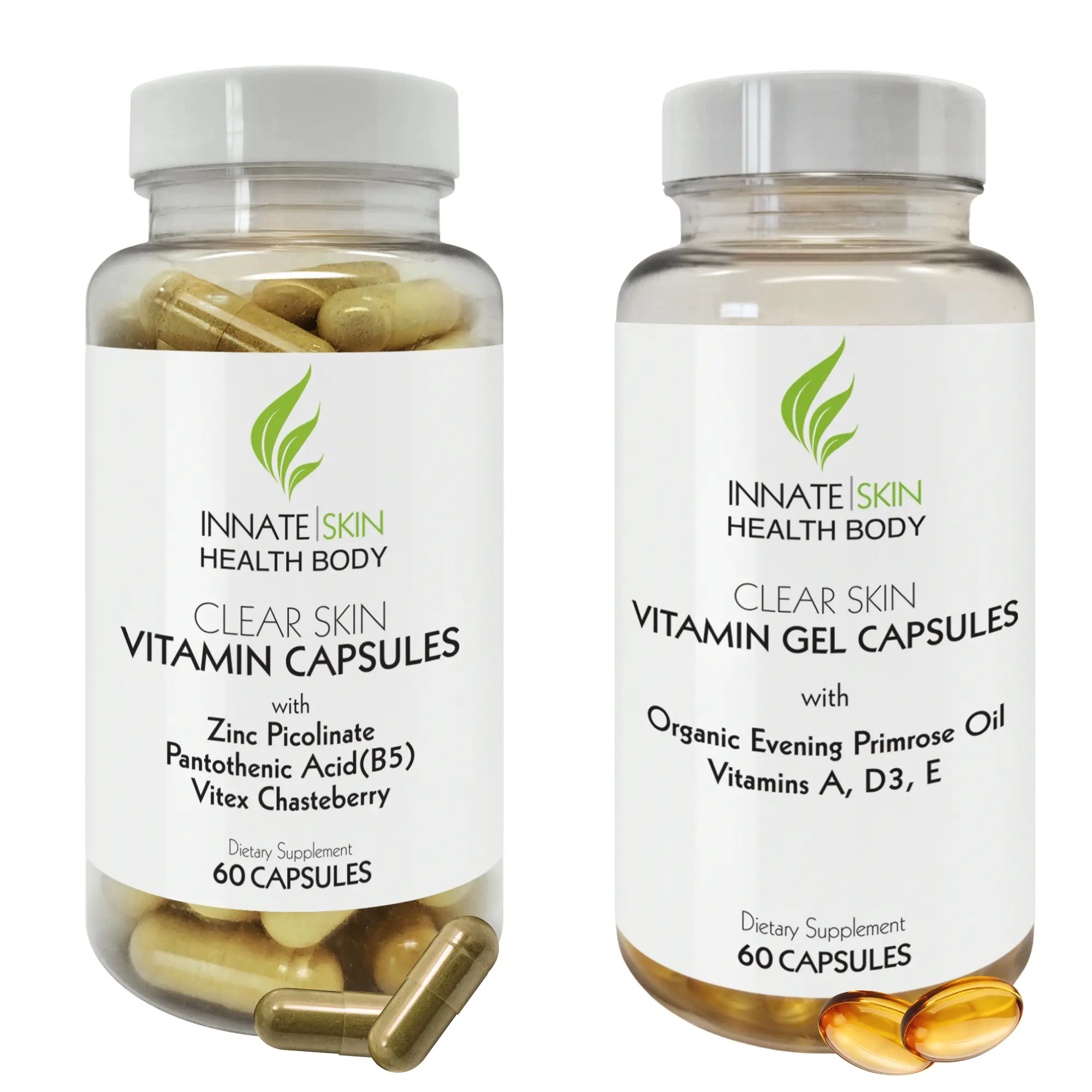 Clear Skin Acne Vitamin System | 20 Antioxidants, Botanicals & Minerals | 60 Count Pack of 2