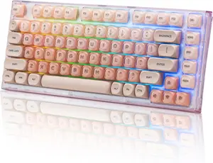 Womier X75 75% Wireless Mechanical Keyboard, Hot Swappable Computer Creamy Keyboard, Foundation Jelly Keycaps, Pre-lubed Switches Gasket Mount RGB Backlit Gaming Keyboards for Win/Mac, Pink