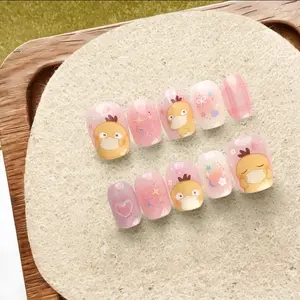 Cute Duck Handmade Press On Nails Animal Cartoon 3D Nail Art Cute Gif
