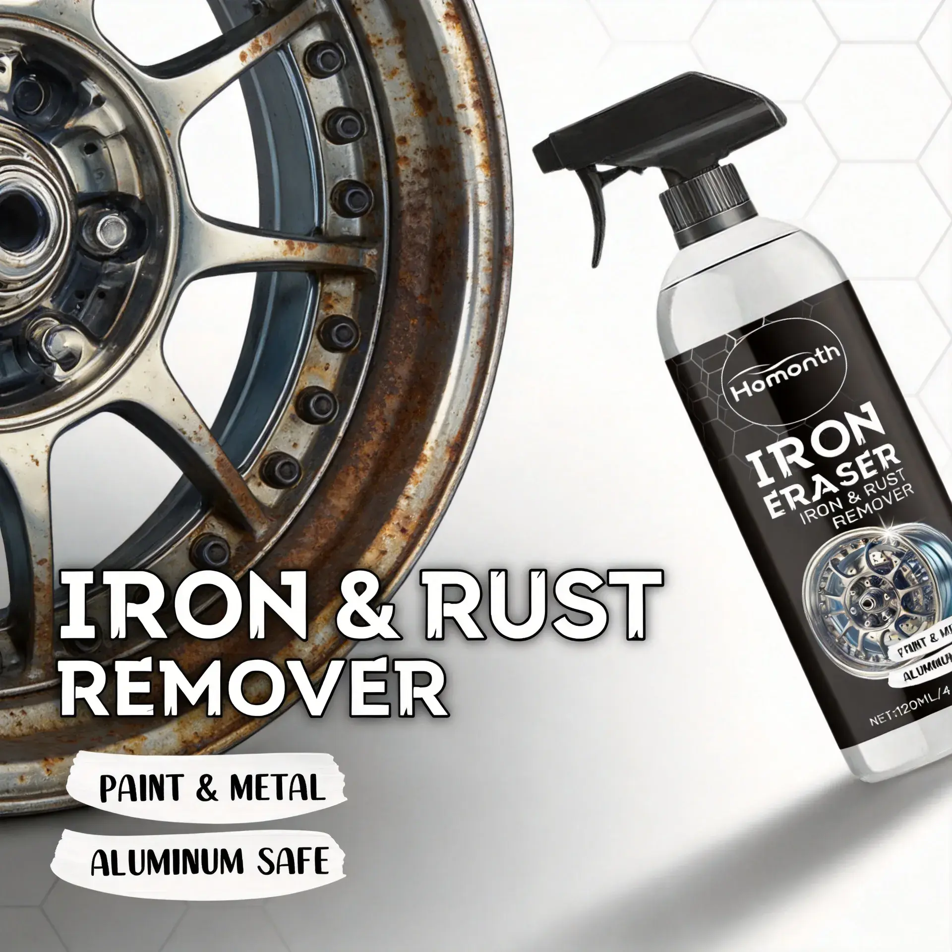 Iron Eraser Spray for Car Wheels and Paint Fast Acting Rust and Brake ...