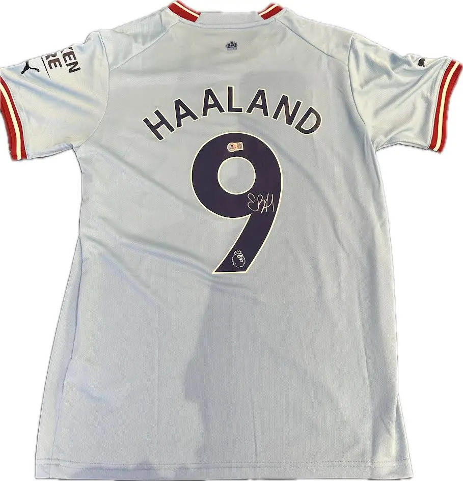 Erling Haaland Autographed Hand Signed Manchester City Jersey - Beckett COA