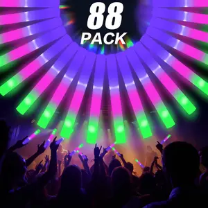 88 Pack LED Foam Sticks Multi Color Glow Sticks with 3 Flash Modes Battery Powered High Reflective Polymer for Parties Music Festivals Graduations Christmas New Year Wedding Carnival Camping Party Decoration Colorful Light Gifts bf halloween  favors