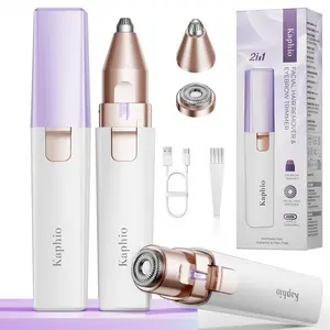 Facial & Eyebrow 2 in 1 Rechargeable Hair Remover for Women ,For Face Eyebrows Peach Fuzz Lips Trimmer with Light,Painless Electric Hair Removal