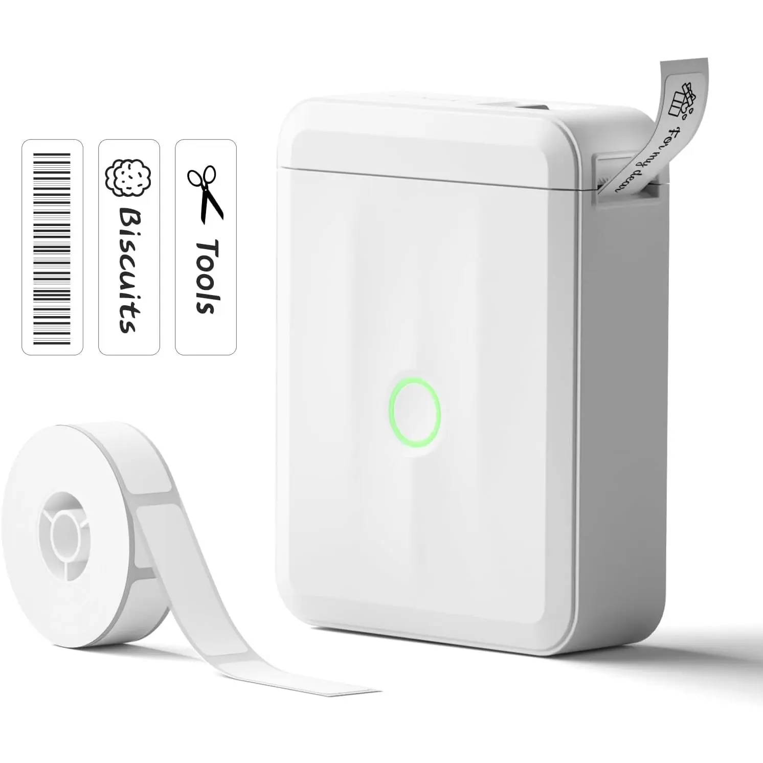 NIIMBOT Label Maker Machine Bluetooth Label Printer for School Home Office Organization, Wireless Mini Labeler D110 Upgraded Version, Label Machine with Label, White