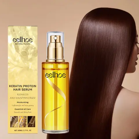 EELHOE Keratin Protein Hair Serum Spray - Anti Frizz, Hydrate Control Frizz Serum, Haircare Serum, Softens Dry Hair, Hydrating & Smoothing Formula with Glycerin, Fast-Absorbing Care for All Hair Types, Hair Care Products, Sleek Design