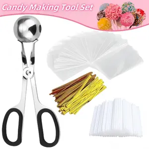 Lollipop Cake Pop Treat Bag Kit, Including 100Pcs Cake Pop Sticks, 100Pcs Parcel Bags, 100Pcs Twist Ties and 1 Cake Pop Mold, Cake Pop Maker Tools for Lollipops, Candies, Chocolates, Cookies