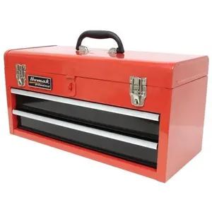 212 MAIN Homak RD01022001 20-Inch Red 2-Drawer Steel Portable Tool Box with Locking Lids, Garage Tool Organizer, Storage Kit for Organizational Needs