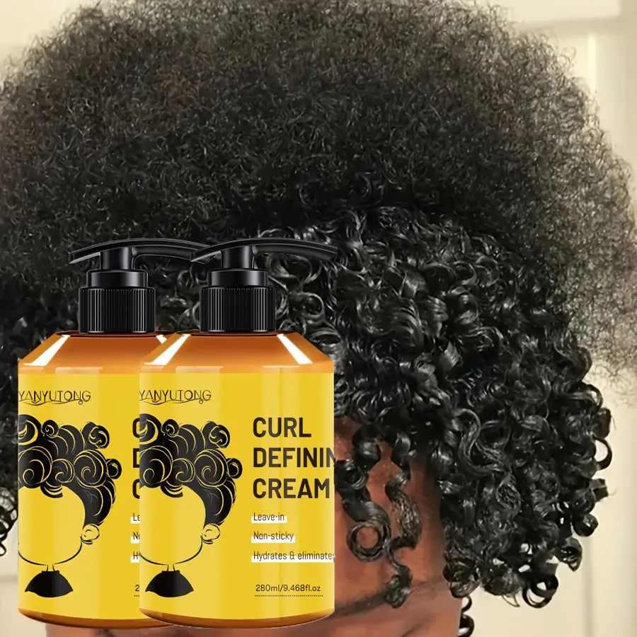 2 bottles of 280ml curly hair cream, moisturizing styling cream containing Moroccan oil, long-lasting, firm and elastic, anti frizz care, Frizz Control, non stick formula, suitable for wavy and curly hair, dirty braid styling