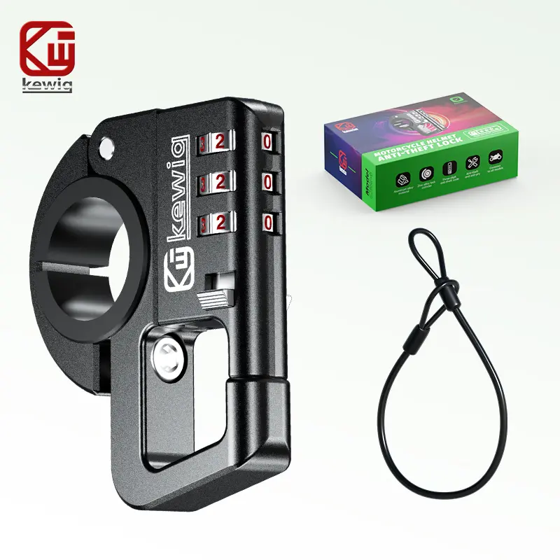 Kewig Helmet Lock: Heavy-Duty Aluminum Alloy Anti-Theft Combination Lock—Universal Portable Security Lock for Motorcycles