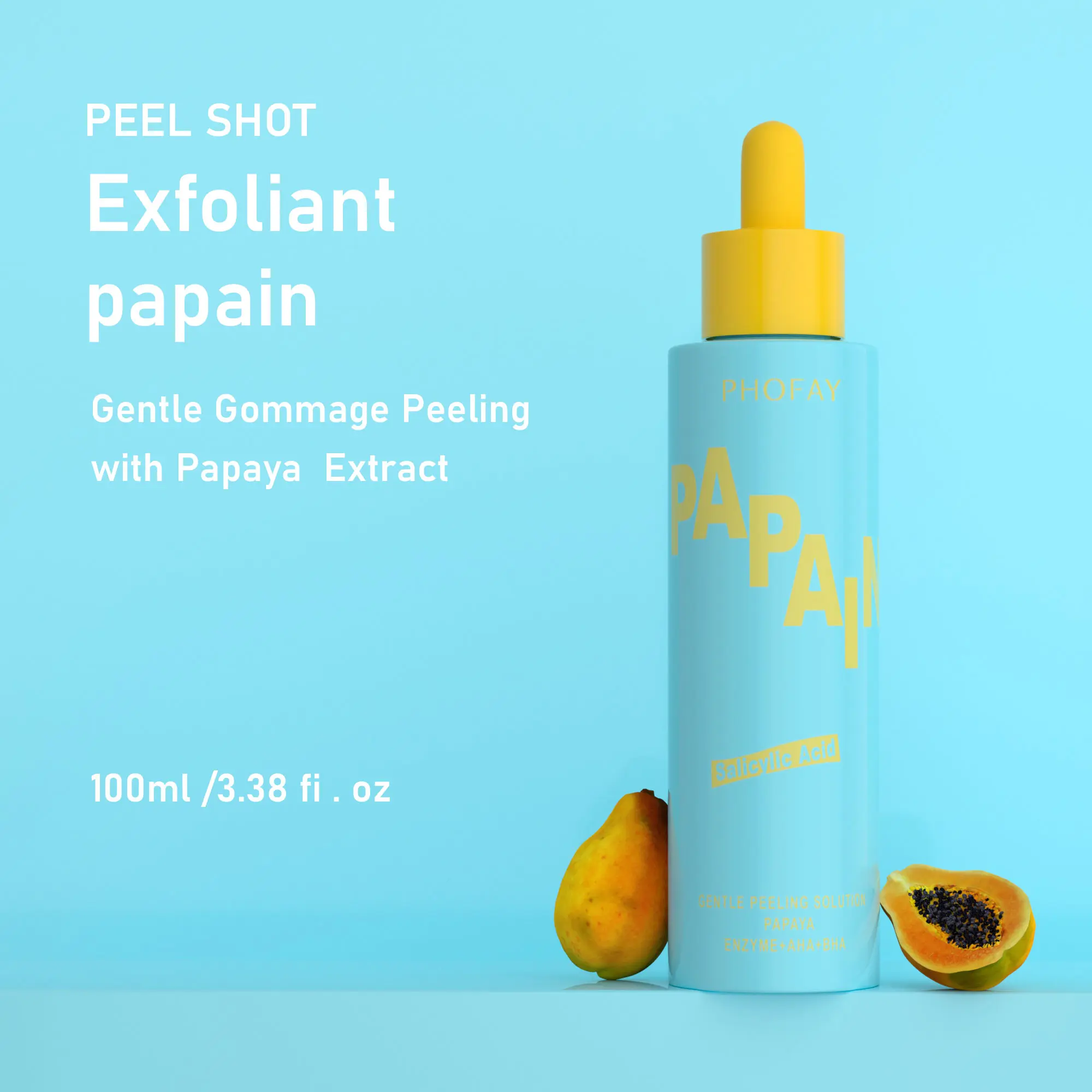 Gentle Peeling Solution Papaya Enzyme AHA BHA Exfoliating Brightening Smooth SkinELING SOLUTION PAPAYA ENZYME AHA BHA