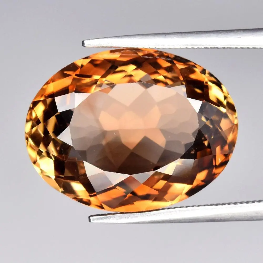 14.99ct ETW Earth-Mined Champagne Topaz – Oval, Large Stone