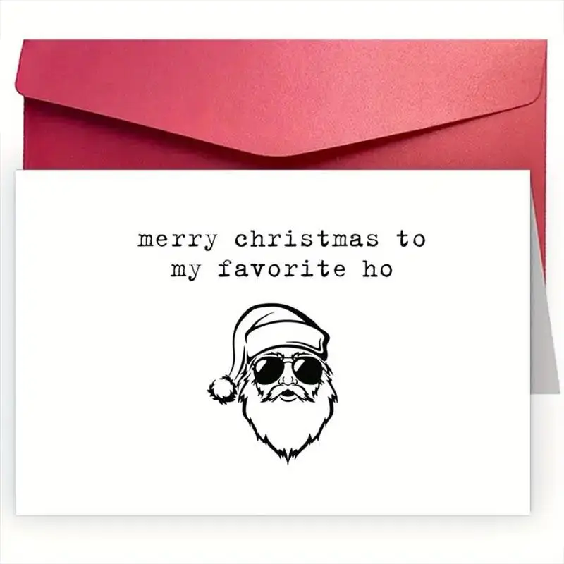 Santa Claus Pattern Greeting Card with Envelope, 1 Count Funny Christmas Card, Unique Holiday Greeting Card for Girlfriend, Best Friend, Any Special Woman, Funny Dad Card, Message Card