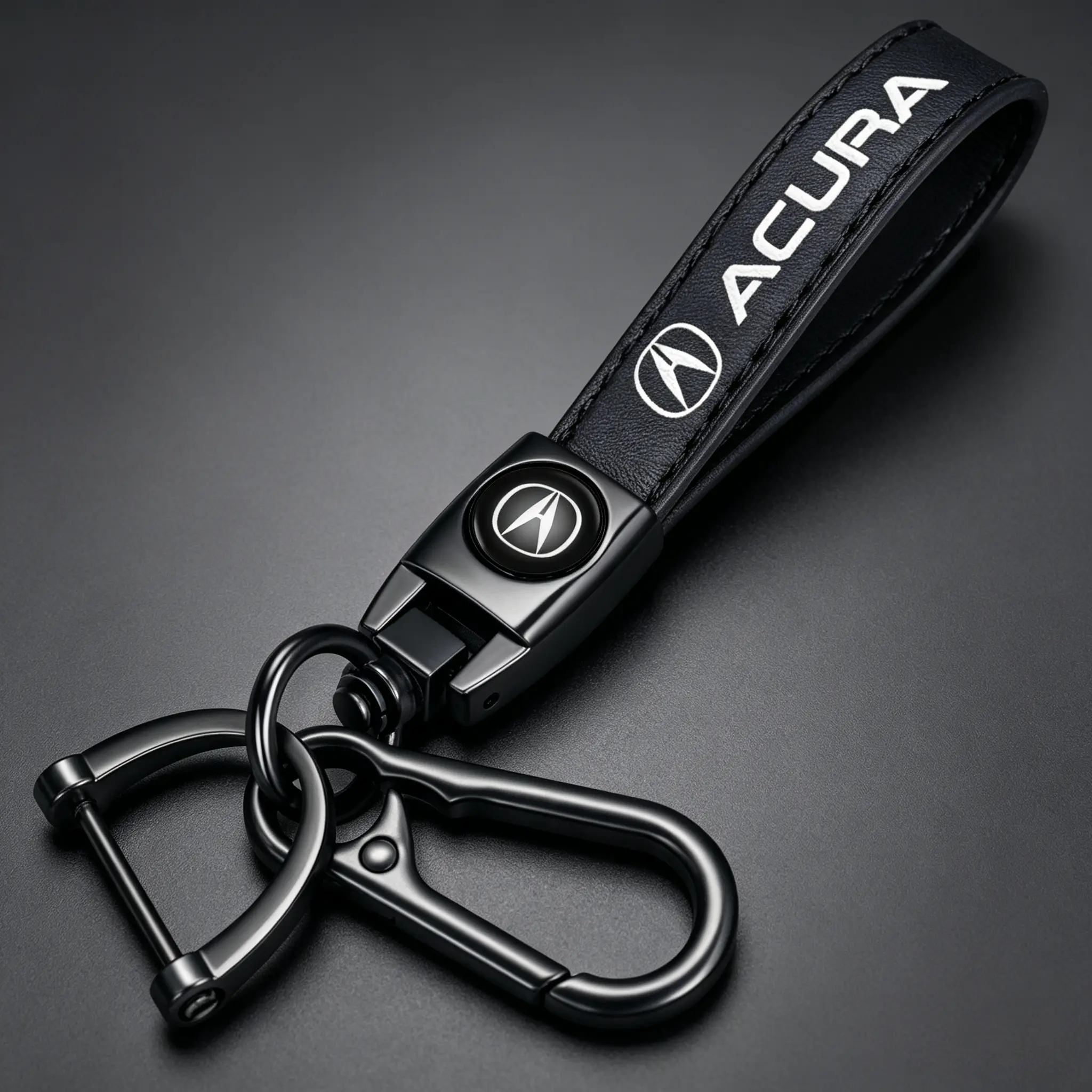 Genuine Leather Acura Car Keychain - Authentic Heavy-Duty Metal Key Holder, Universal Automotive Replacement Accessory, Gift Keychain for Christmas, Birthday, Father's Day, Authentic Keychain, Keychain Included