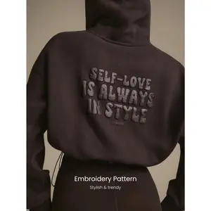 GLOWMODE Self Love Club Everyday Fleece Relaxed Fit Adjustable Hood Sweatshirt Hoodie