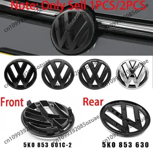 1/2Pcs 3D ABS 135mm 110mm VW Logo Car Front Hood Grill Emblem And Rear Trunk Badge Car Vehicle Decoration Auto Replacement Modification Accessories For Volkswagen VW Golf 6 MK6 2009-2012 5K0853601C / 5K0853630 Car Stickers