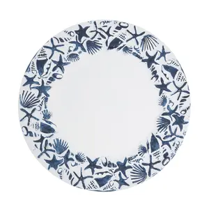 212 MAIN Sea Shell Embellished Charger Plate Set - Navy Blue, 4-Piece, Stylish Dinnerware
