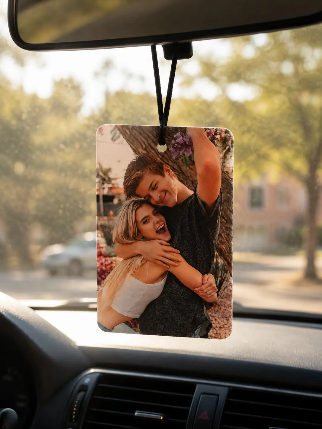 Customized Photo Hanging Car Air Freshener - Double-Side Print Rectangular PMMA Plastic Hanging Ornament, Personalized Image/Logo/Text, Cute Accessories, Decorating Gifts for Boyfriend, Business Promotions, Car Decorating, Cute Car Accessories