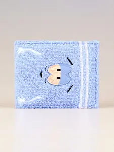 Blue Towel Cloth High-Quality Men's Two-Fold Cartoon Wallet, Fashion Personalized Card Holder, ID Window, Stylish and Durable