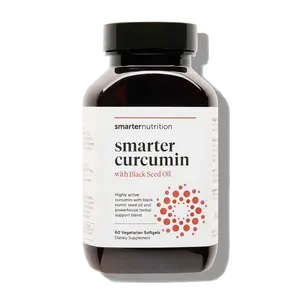 Smarter Nutrition Curcumin Softgels - Vegan High Absorption 400 mg Turmeric Supplement + Black Seed Oil & Ginger - 95% Tetrahydrocurcuminoids Non-GMO, USA Manufactured - 60 Ct