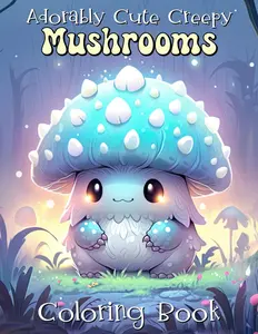Adorably Cute Creepy Mushroom Coloring Book: Kawaii Fantasy Creature Coloring Pages, Paperback