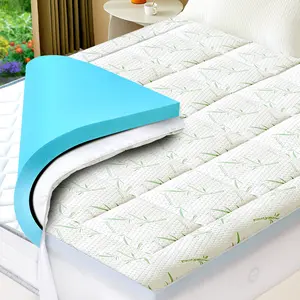 Double-Layer 2-Inch Gel Memory Foam Mattress Pad, Medium Firm Cooling Mattress Topper for Back Pain Relief, 2-in-1 Upgraded Version with Breathable Cover