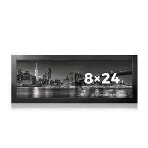 8x24 Picture Frame Black（1 Pack）, Panoramic Picture Frame for Wall Decoration, Classic Black Minimalist Style Suitable for Decorating Houses, Offices, Hotels