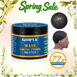 Natural Wave Pomade for Men - Strong Hold, Easy Wash 360 Wave Training Cream, Water-Based Moisturizing Hair Grease for Black Men Gel Haircare,valentine's day gifts for her/him