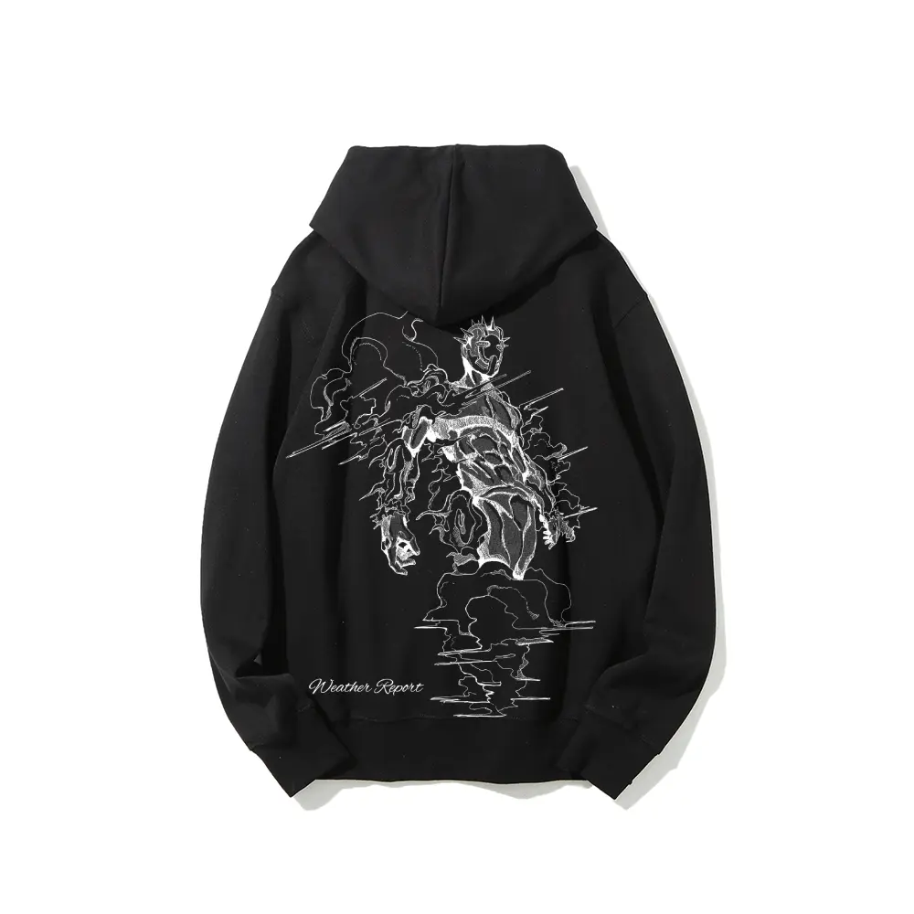 Weather Report hoodie, gym clean fit daily essential street wear, retro Stand user JJBA Stone Ocean Lowkey Style