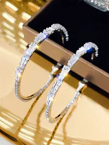1 Pair Glamorous Cubic Zirconia Hoop Jewelry High Quality Earrings For Women For Valentine's Day Gift Wedding Anniversary Engagement Party