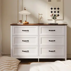 Gizoon 47.2" Dresser for Bedroom 6 Chest of Drawers Modern Drawer Dresser Wood TV Stand for Living Room with Smooth Rail Metal Handles Anti-tipping Hallway Girl Apartment Furniture Space-Saving