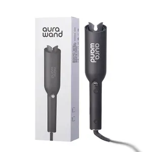 Aurawand Upgraded Automatic Rotating 1-Inch Ceramic Long-Barrel Curling Iron for Long Hair, Negative Ion Technology for Flawless Curls, Gift Box Ready Adjustable Temp, Swivel Cord Dual Heaters for Beachy ty mo