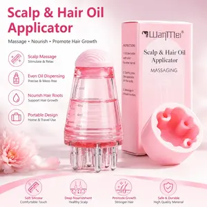 6ml/0.2oz 2-in-1 Hair Oil Dispenser & Scalp Massage Comb, Soft Silicone Bristle Applicator for Even Root Nourishment, Portable Essential Oil & Hair Growth Treatment Tool for Scalp Care, Anti-Leak Refillable Hair Serum Applicator for Women & Men