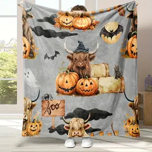 Halloween Cow Pattern Flannel Blanket