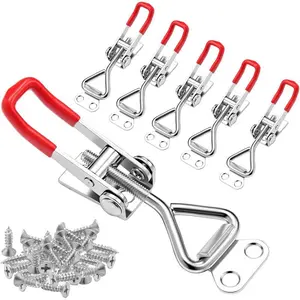 6 Pack Toggle Latch Clamp 4001, Adjustable Quick Release Pull Latches, toggle latch for Smoker Lid Jig, Tool Box, Cooler, Trunk & Case, Heavy Duty 330Lbs Holding Capacity (24pcs Screws)