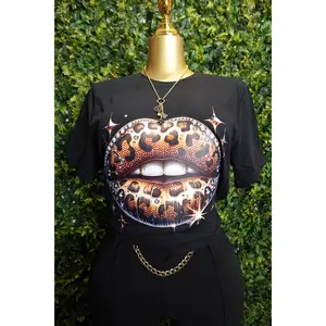 Cheetah Rhinestone Lips