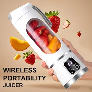 15.22 Oz Rechargeable Mini Blender Portable Usb Rechargeable Mini Blender & Juicer - 3 Modes, Digital Display, 12-Blade, Safety Lock, Food Grade PP, Easy Clean, Ideal For Travel - Fresh Juices Anywhere