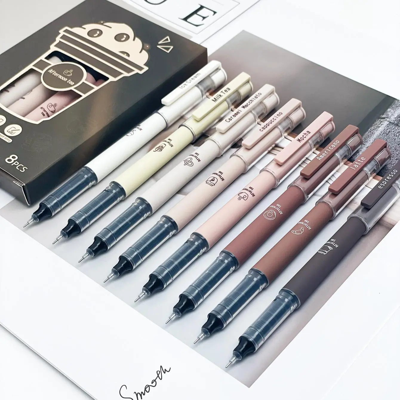 Coffee Theme Liquid Quick-drying Ink Gel Pen, No Smear Soft Touch Pen for Note Taking Drawing School Office Stationery Supplies, College Student Pen, Aesthetic Pens, Writing Pen, Creative Stationery